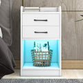 Nightstand with Charging Station and LED Lights by DailySale