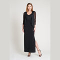 Connected NINA Black Eyelash Metallic floor-length dress, Size 6 by Vanessa Jane