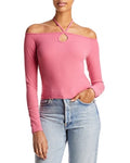 Aqua Off-the-Shoulder Halter Top by Vanessa Jane