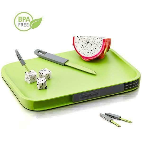 Non-Slip Cutting Board Set Includes -Knife, 3 Mini Forks, BPA Free Board by DailySale
