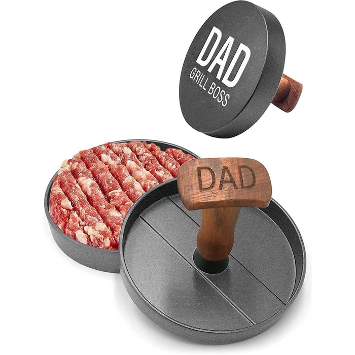 Non-Stick Aluminum Hamburger Press Patty Maker BBQ Burger Mold “Dad Grill Boss” by DailySale