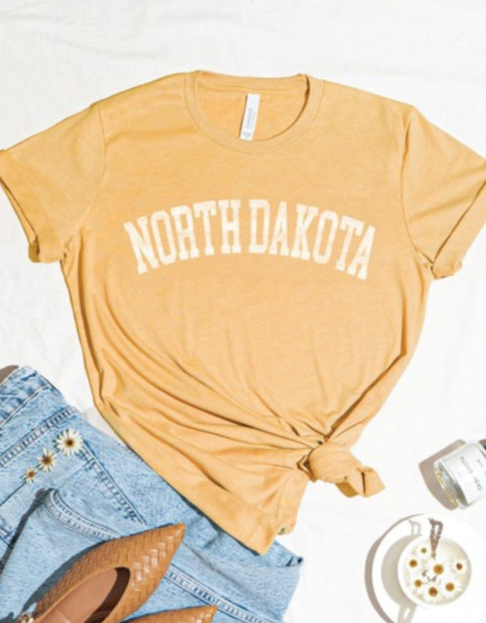 NORTH DAKOTA Graphic T-shirt - Mustard by Boutique 23
