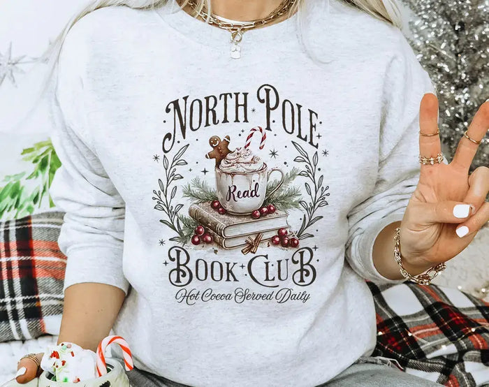 North Pole Book Club Sweatshirt - Ash by Boutique 23