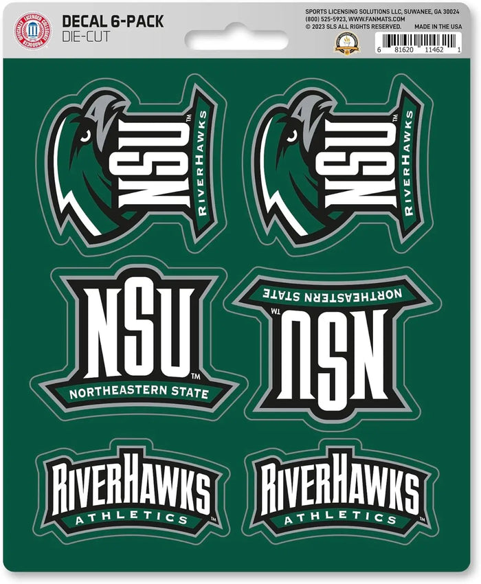 Northeastern State University Riverhawks 6-Piece Decal Sticker Set, 5x6 Inch Sheet, Gift for football fans for any hard surfaces around home, automotive, personal items by Fielders Choice