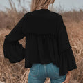 Notch Neck Frill Trim Flounce Sleeve Babydoll Blouse by DailySale