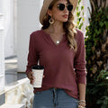 Notched Waffle Knit Solid Tee by DailySale