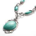 Novadab Antique Silver Tibet Turquoise Long Chain Silver Plated Necklace by DailySale