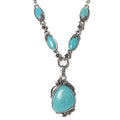 Novadab Antique Silver Tibet Turquoise Long Chain Silver Plated Necklace by DailySale