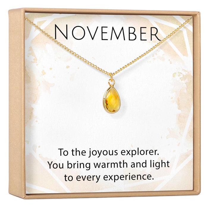 November Birthstone / Topaz Crystal Charm Necklace by Dear Ava