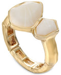 Style and Co Gold-Tone Double Stone Stretch Ring, White, Os by Vanessa Jane