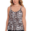 Swim Solutions Womens Leopard Pleated Front Tankini, Size 10 by Vanessa Jane