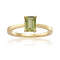 Octagon Green Peridot Prong Silver Solitaire Ring by Fine Color Jewels