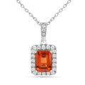 Octagon Peach Sapphire Halo Pendant Necklace by Fine Color Jewels