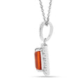 Octagon Peach Sapphire Halo Pendant Necklace by Fine Color Jewels