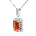 Octagon Peach Sapphire Halo Pendant Necklace by Fine Color Jewels