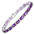 Octagon Purple Amethyst Prong Silver Tennis Bracelet by Fine Color Jewels