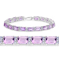 Octagon Purple Amethyst Prong Silver Tennis Bracelet by Fine Color Jewels