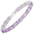 Octagon Purple Amethyst Prong Silver Tennis Bracelet by Fine Color Jewels