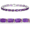 Octagon Purple Amethyst Prong Silver Tennis Bracelet by Fine Color Jewels
