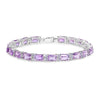 Octagon Purple Amethyst Prong Silver Tennis Bracelet