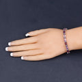 Octagon Purple Amethyst Prong Silver Tennis Bracelet by Fine Color Jewels
