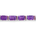Octagon Purple Amethyst Prong Silver Tennis Bracelet by Fine Color Jewels