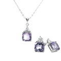 Octagon Real Amethyst Solitaire Pendant Necklace by Fine Color Jewels
