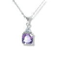 Octagon Real Amethyst Solitaire Pendant Necklace by Fine Color Jewels