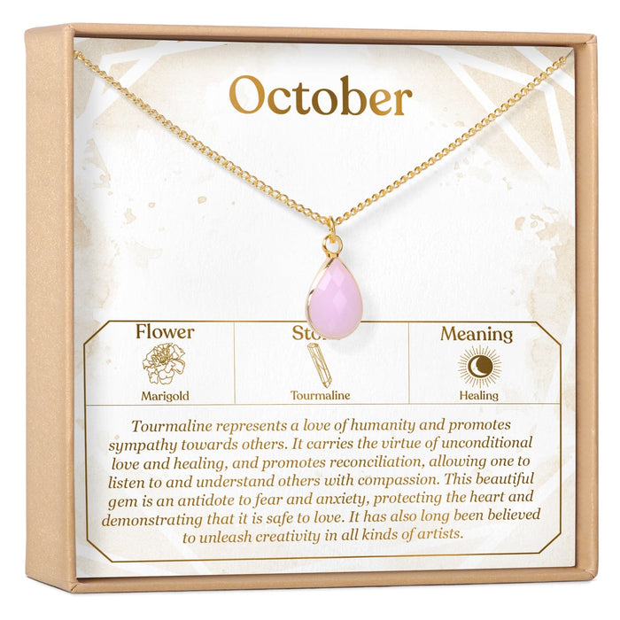 October Birthday Tourmaline Birthstone Necklace by Dear Ava