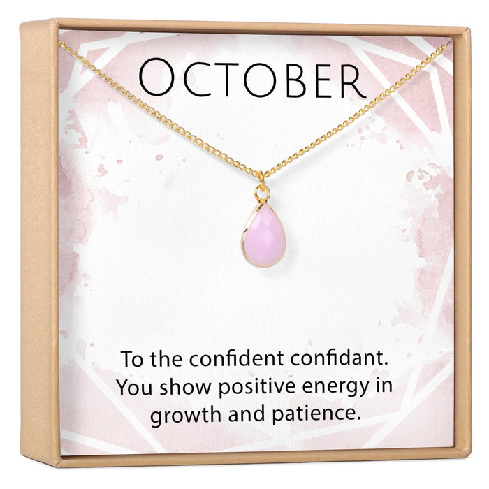 October Birthstone / Pink Tourmaline Crystal Charm Necklace by Dear Ava