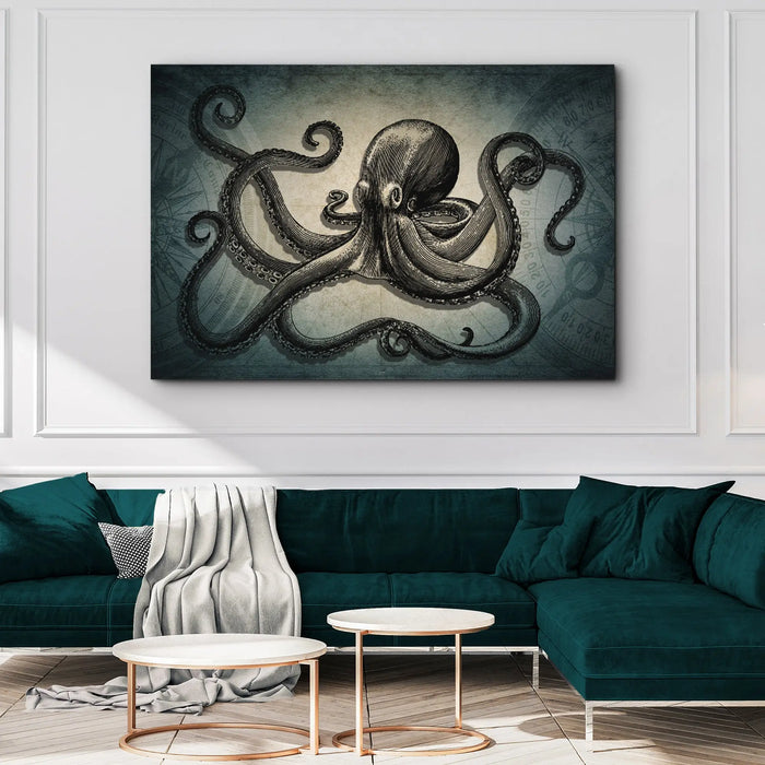 Octopus Coastal Canvas Wall Art by Tailored Canvases