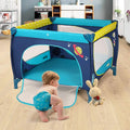 Odoland 39''x 39'' Infant Toddler Foldable Playpen Playard With Mattress Rail Fence Blue by DailySale