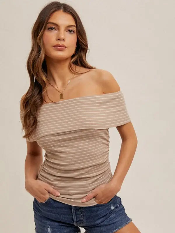 Off The Shoulder Ruched Top by Boutique 23