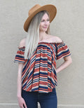 Off The Shoulder Stripe Woven Top by Boutique 23