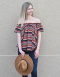 Off The Shoulder Stripe Woven Top by Boutique 23