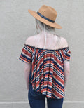 Off The Shoulder Stripe Woven Top by Boutique 23