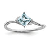 Diamond and Aquamarine Solitaire Bypass Ring