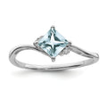 Diamond and Aquamarine Solitaire Bypass Ring by Fine Color Jewels
