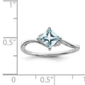 Diamond and Aquamarine Solitaire Bypass Ring by Fine Color Jewels