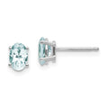 14k White Gold Aquamarine Stud Earrings by Fine Color Jewels