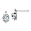 Aquamarine and Diamond Button Earrings by Fine Color Jewels
