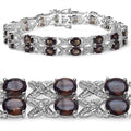 12.60 Ct Oval Brown Smoky Quartz Prong Silver Double Row Crossover Tennis Bracelet by Fine Color Jewels