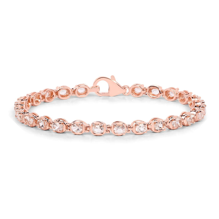 3.75 Ct Round Pink Morganite Bezel Rose Gold Over Silver Inline Tennis Bracelet by Fine Color Jewels