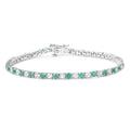 Genuine Emerald and White Topaz Tennis Bracelet by Fine Color Jewels
