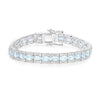 14.79 Ct Oval Blue Topaz Prong Sterling Silver Inline Tennis Bracelet