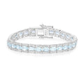 14.79 Ct Oval Blue Topaz Prong Sterling Silver Inline Tennis Bracelet by Fine Color Jewels