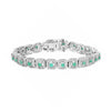 2.40 Ct Round Green Emerald Square Halo Sterling Silver Inline Tennis Bracelet
