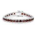 14.79 Ct Oval Deep Red Garnet Prong Sterling Silver Inline Tennis Bracelet by Fine Color Jewels