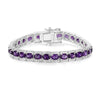 12.18 Ct Oval Purple Amethyst Prong Sterling Silver Inline Tennis Bracelet