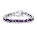 12.18 Ct Oval Purple Amethyst Prong Sterling Silver Inline Tennis Bracelet by Fine Color Jewels